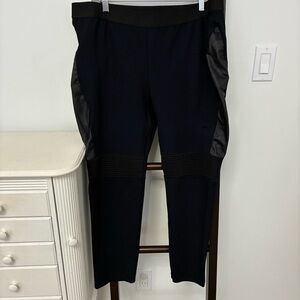 XL pants by BCBG maxazria super dark blue Pants with black faux leather Accents